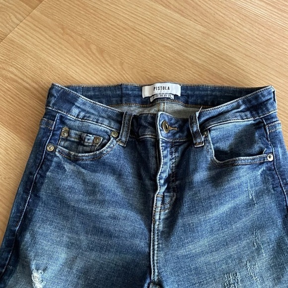 Pistola Audrey Side Stripe Distressed Ankle Skinny Jeans Women’s 25 - Picture 5 of 9
